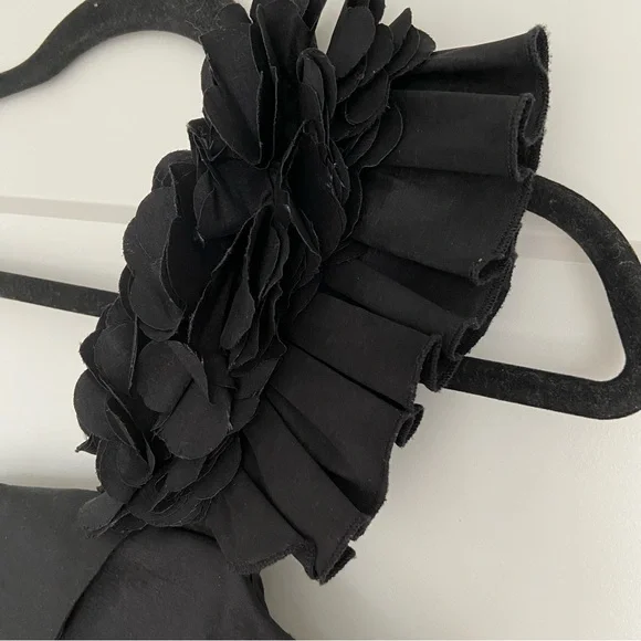 Black Mini Dress with Ruffled Shoulder - Picture 3 of 6